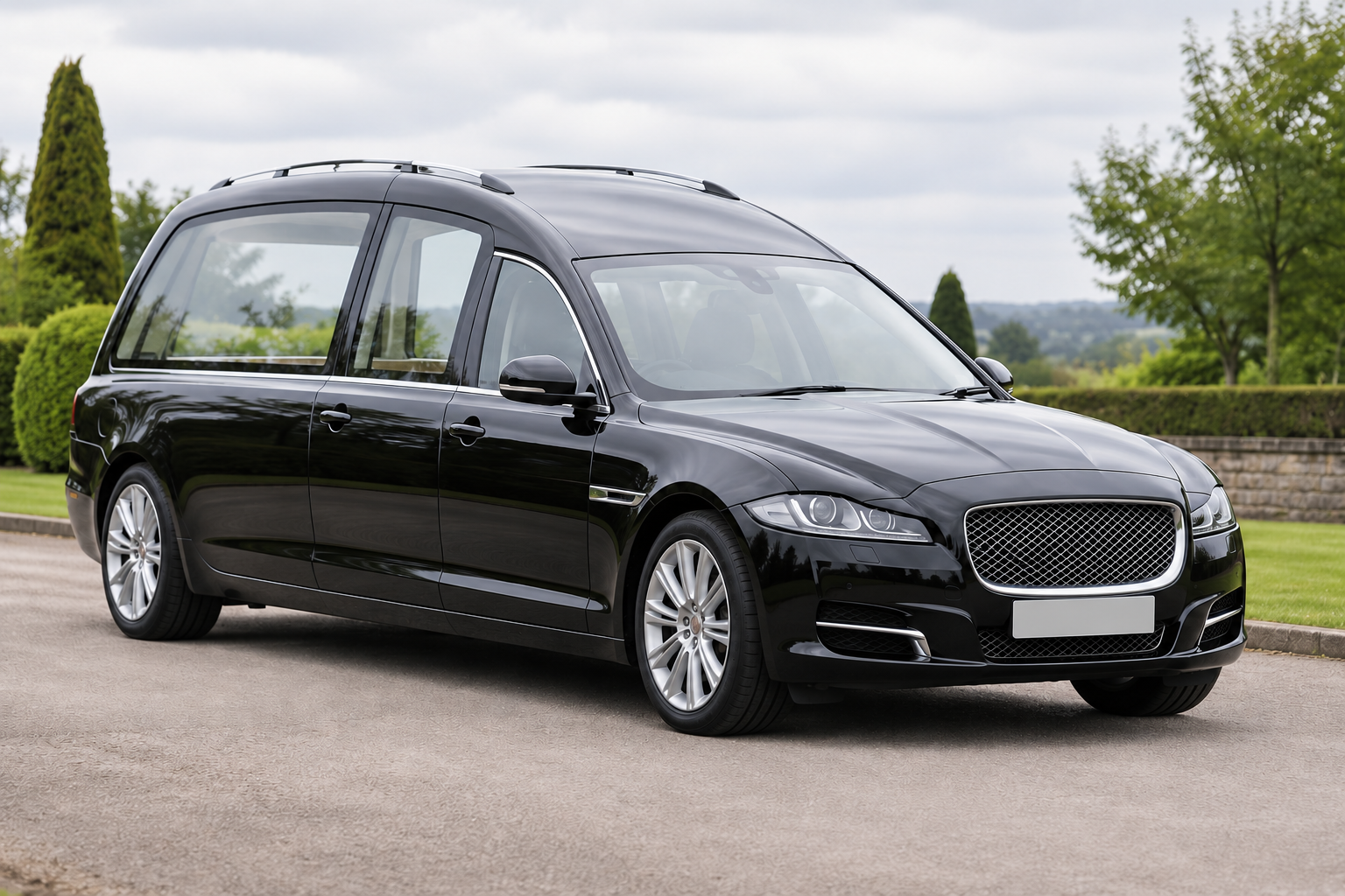 Black funeral hearse